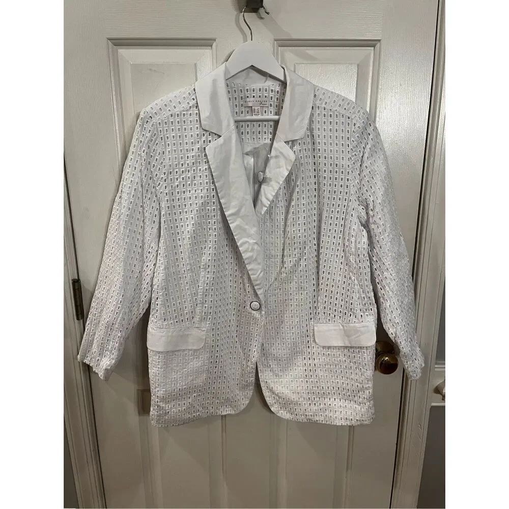 Susan Graver Pure White Eyelet Blazer sz 2X NWT